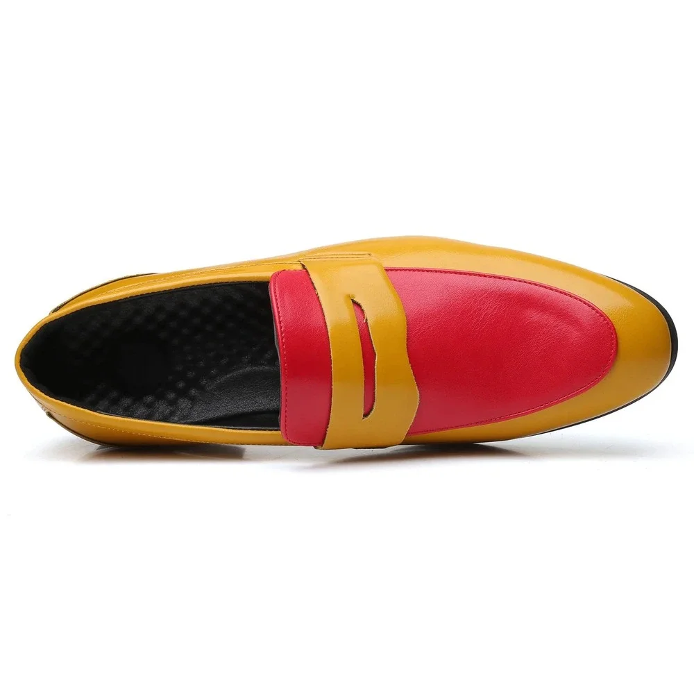 Men's Two-Tone Yellow and Red Slip-On Loafers